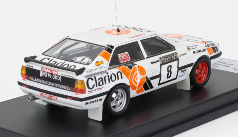 Trofeu Audi Quattro Coupe N 8 Rally 1000 Lakes 1987 Per Eklund - Dave Whittock 1:43 Bílá Modrá Oranžová