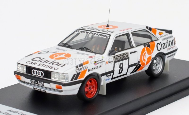 Trofeu Audi Quattro Coupe N 8 Rally 1000 Lakes 1987 Per Eklund - Dave Whittock 1:43 Bílá Modrá Oranžová
