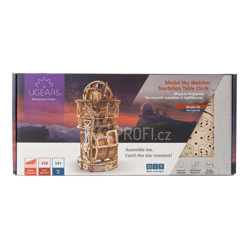 Ugears 3D dřevěné mechanické puzzle Hodinový strojek s tourbillonem