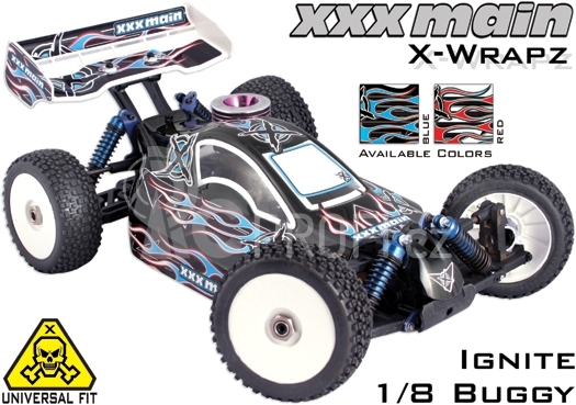 XXX Main - Airbrush nálepka - Ignite 1/8 Buggy X-Wrapz (modrá)