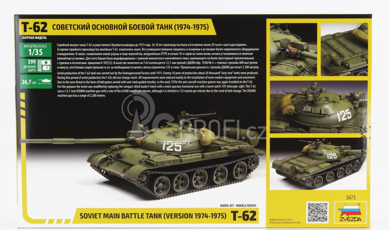 Zvezda Tank T-62 Soviet Main Battle Tank Military 1974 1:35 /