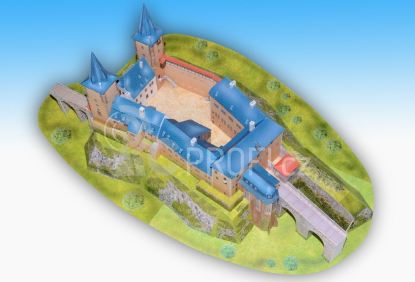 Zámek Rochlitz - papírový model 1:300