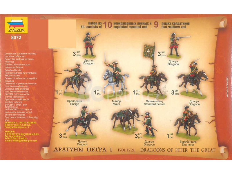 Zvezda figurky Dragoons of Peter the Great (1:72)