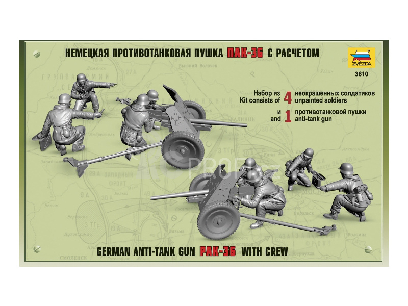 Zvezda figurky - PAK-36 s posádkou (1:35)