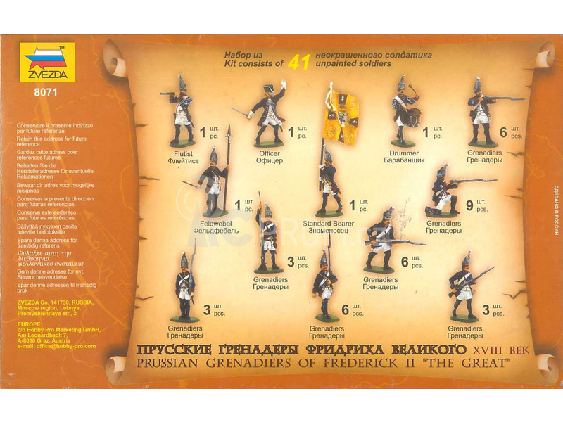 Zvezda figurky Prussian Grenadiers (1:72)