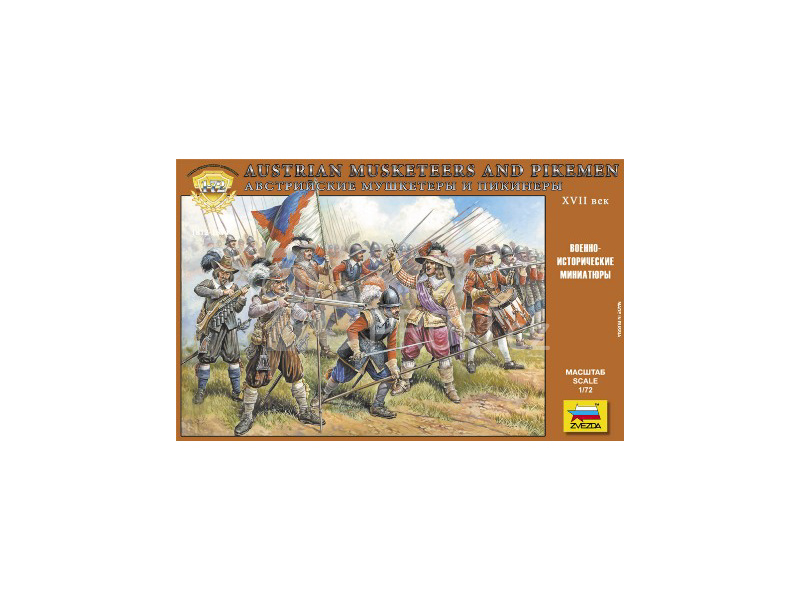 Zvezda figurky - rakouští mušketýři a pikemenci (1:72)