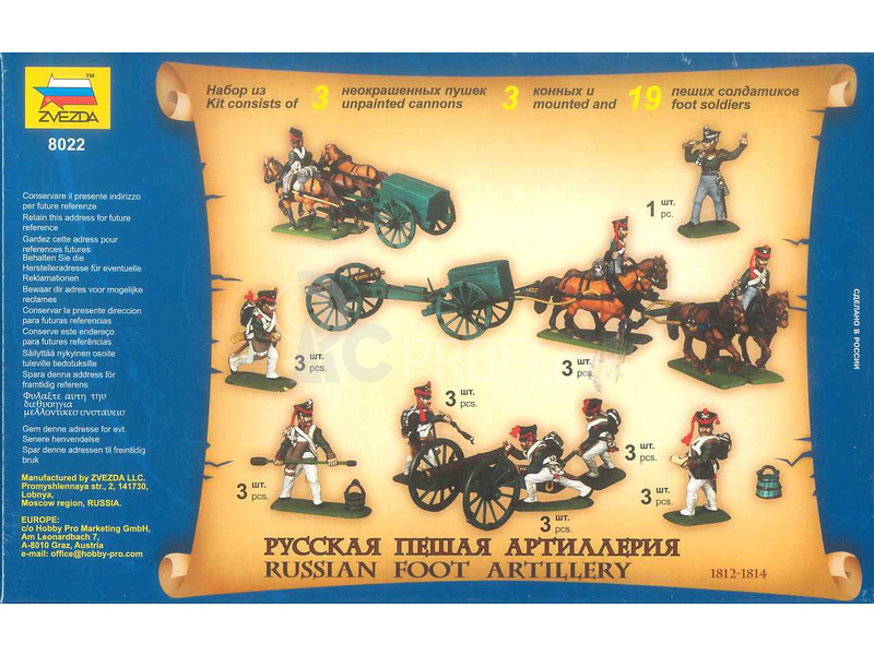 Zvezda figurky Russian Foot Artillery 1812-1814 (1:72)