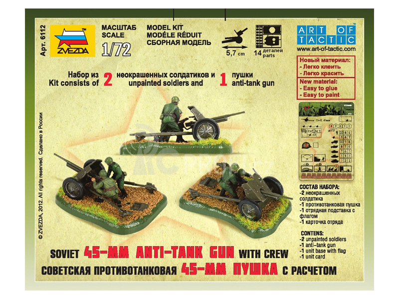Zvezda figurky - sovětské protitankové dělo 45mm (1:72)
