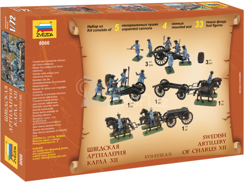 Zvezda figurky - švédské dělostřelectvo (1:72)