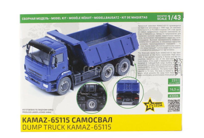 Zvezda Kamaz 65115 Truck Cassone Ribaltabile 3-assi 2006 1:43 /