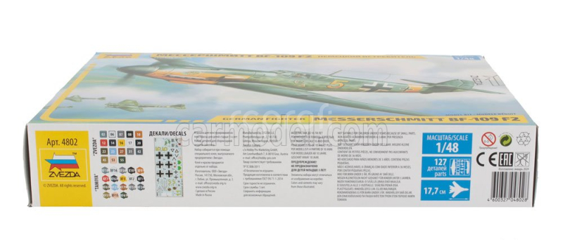 Zvezda Messerschmitt Bf-109 F2 Caccia Airplane 1943 - Luftwaffe - German Air Force - Military 1:48 /