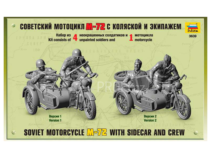 Zvezda sovětský motocykl M-72 s figurkami (1:35)