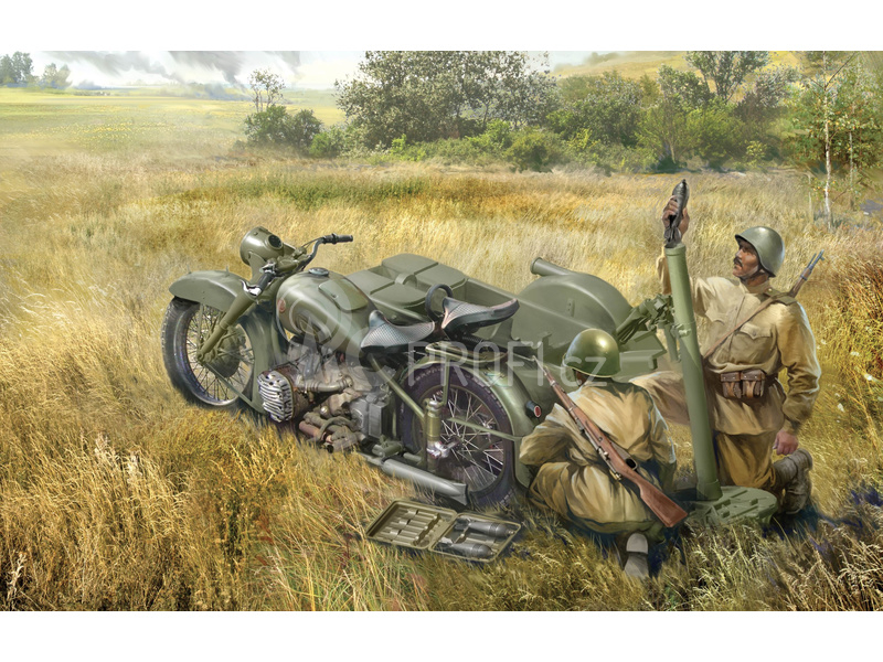 Zvezda sovětský motocykl M-72 s minometem (1:35)