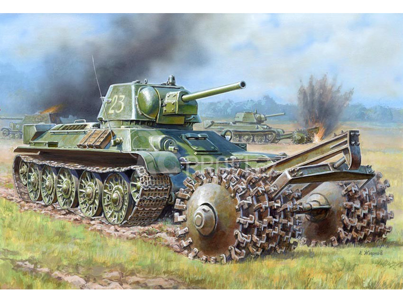 Zvezda sovětský tank T-34/76 s odminovačem (1:35)