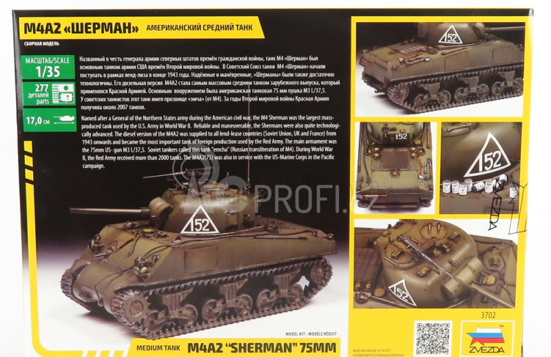 Zvezda Tank M4a2 Sherman Tank 75mm 1942 - 1955 1:35 Military